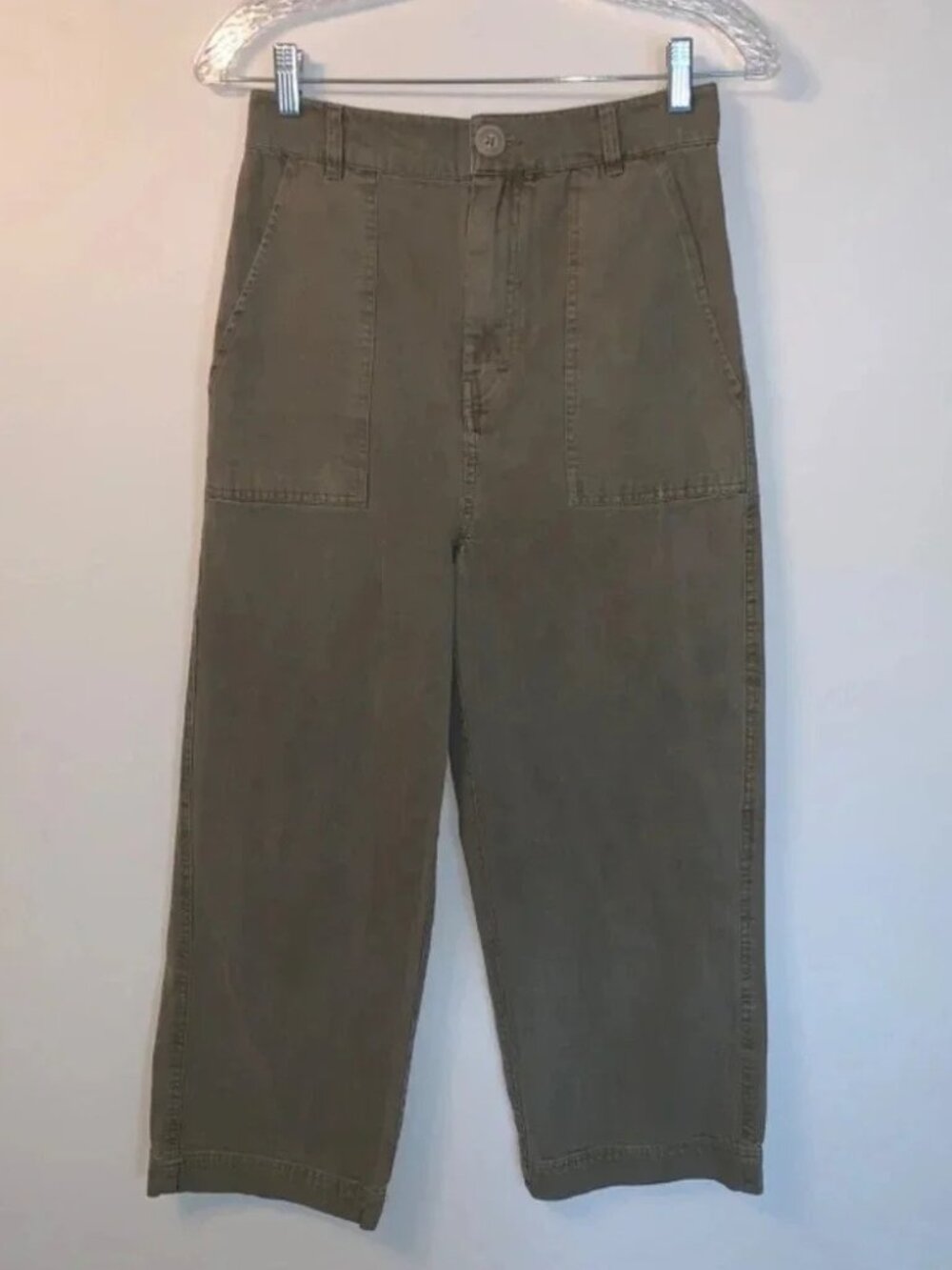 Free People Green High Rise Wide  Leg Cropped Jeans 4